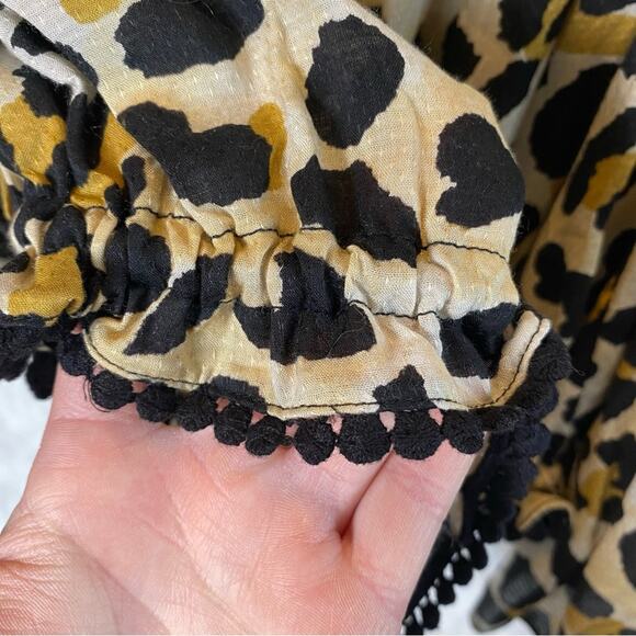 Vintage Havana Off The Shoulder Blouse Small Flowy Leopard Print Bell Sleeve - Picture 7 of 14